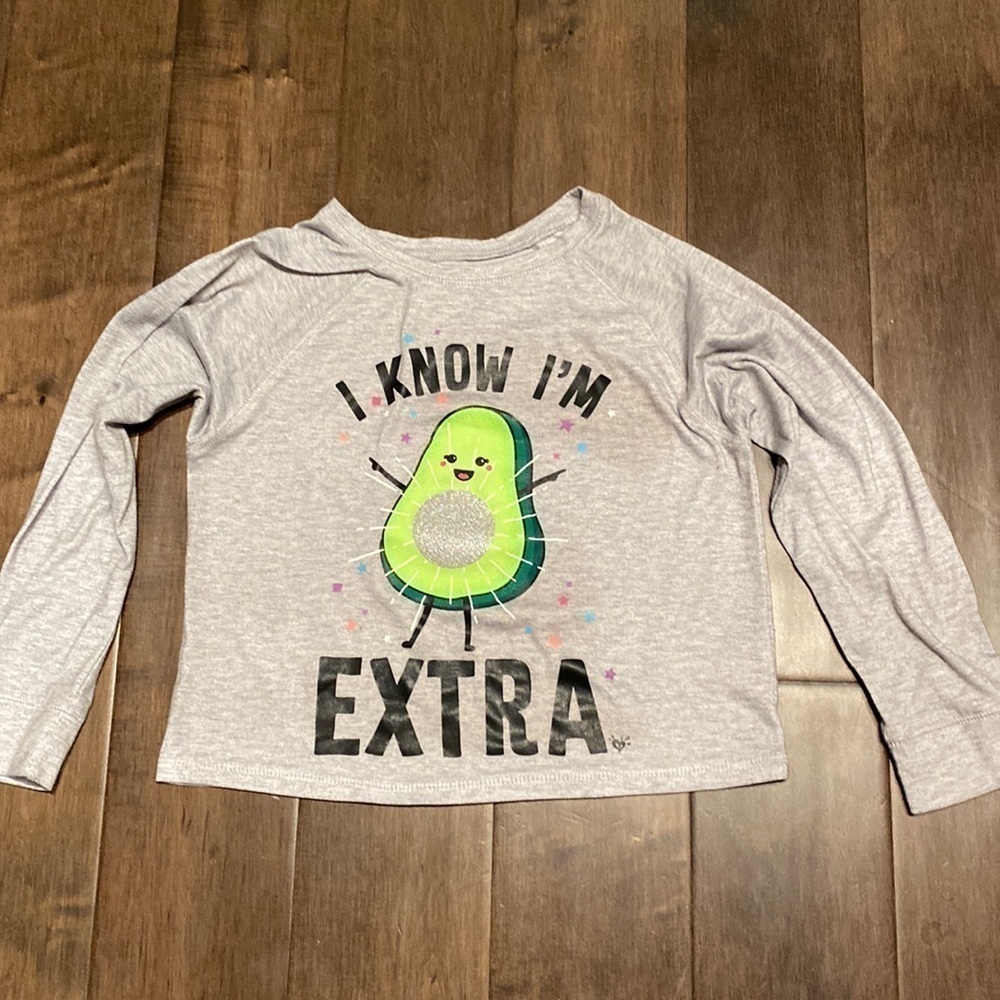4/$20 Justice Girls Long Sleeve, gray size 8, I know I’m extra, green, avocado